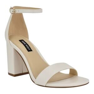 Nine West Women's Toniann Block Heel Dress Sandals White Size 8